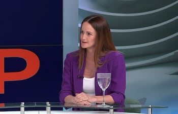 La precandidata a la intendencia de Asunción. Soledad Núñez, en los estadios de ABC TV.