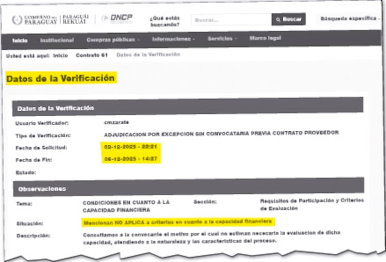 La DNCP realizó varios cuestionamientos al llamado; sin embargo, el Congreso se mantuvo firme en la convocatoria.