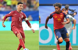 El delantero veterano de Portugal, Cristiano Ronaldo y el joven atacante de España, Lamine Yamal, dos grandes protagonistas que tendrá el duelo de esta tarde por los octavos de final del Mundial 2026.