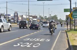 El carril derecho de la ruta Transchaco es exclusivo