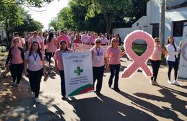Realizan “Caminata Rosa” en San Ignacio, en conmemoración del Día Mundial de Lucha contra el Cáncer de Mama.