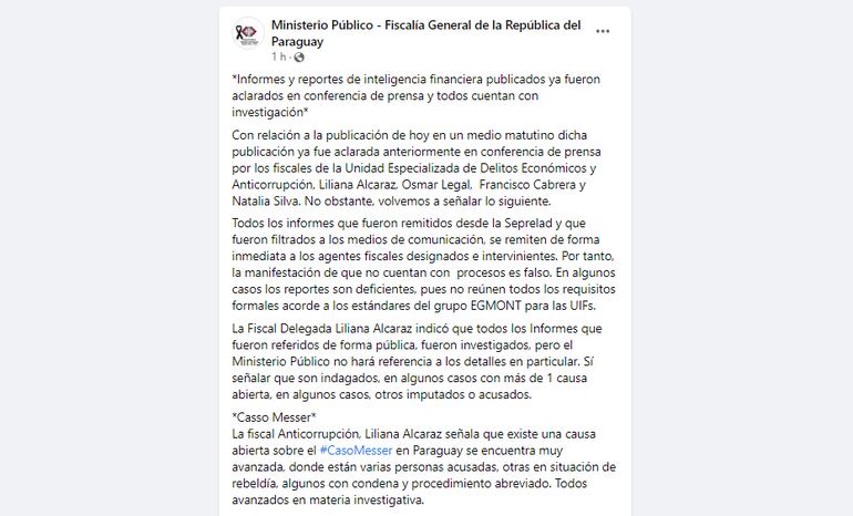Fiscalía intenta justificar lento avances en investigaciones sobre informes de Seprelad
