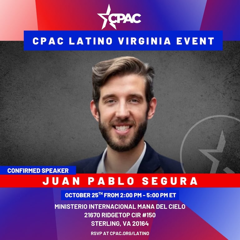 Juan P. Segura, hijo del CEO de Securiport, destaca en la CPAC Latino Virginia.