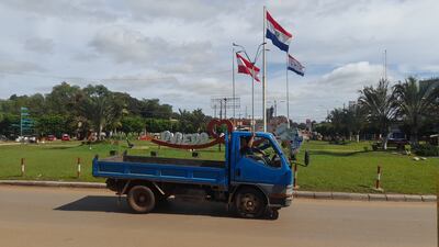 La rotonda principal de Coronel Oviedo, sitio de concentración de los manifestantes que exigen transparencia electoral. No hay nadie.