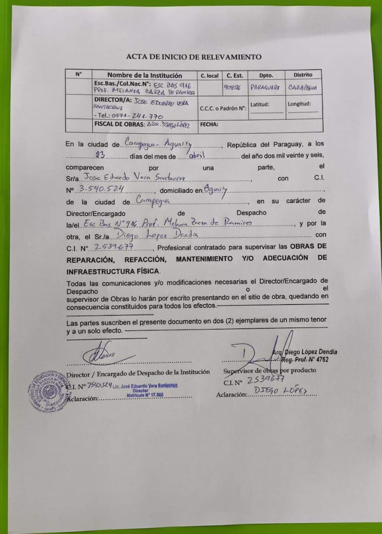 El MEC relevó el deterioro y riesgo de derrumbe en aulas de la escuela Melania Zarza de Ramírez.