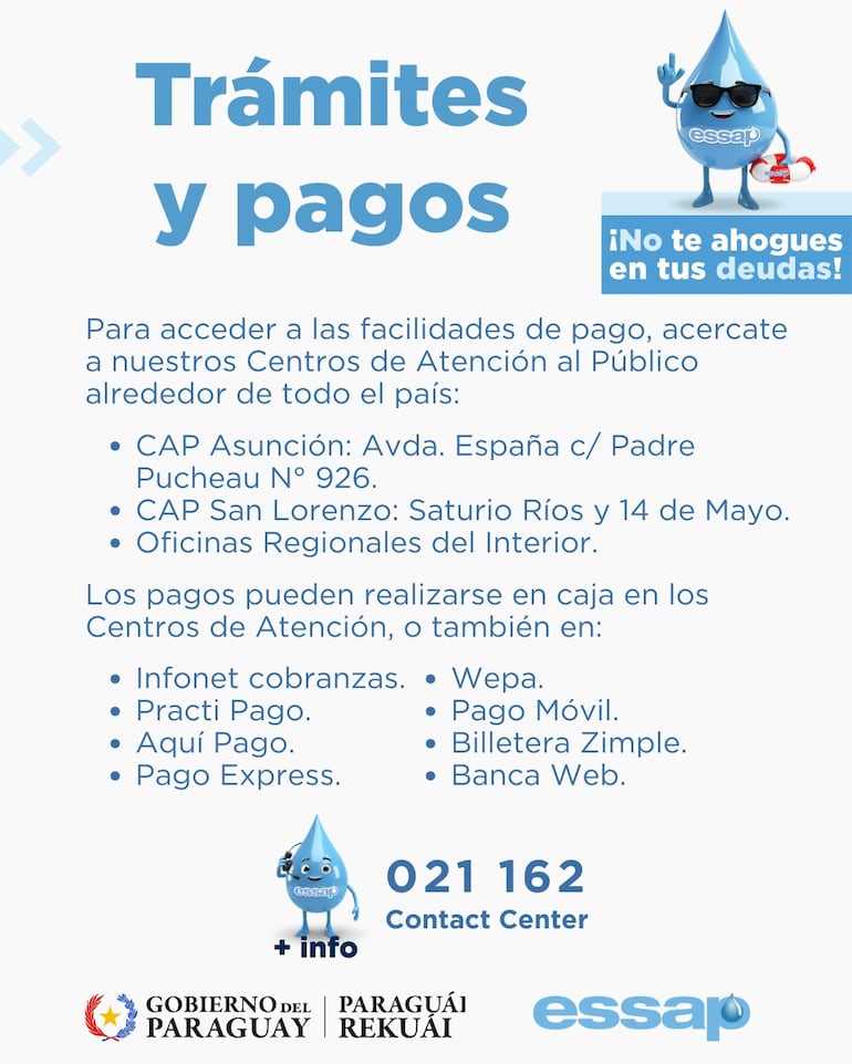 Campaña "No te ahogues en tus deudas" de la Essap.