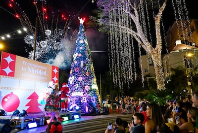 Familias disfrutaron el encendido del árbol del Mariscal.