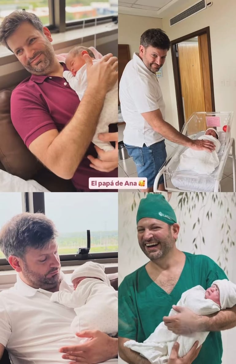 La recién nacida Ana Delippe Núñez con su feliz papá Bruno Defelippe. (Captura de las historias de Instagram de Bruno Defelippe)
