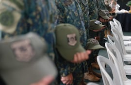 Imagen ilustrativa de soldados del ejército de Paraguay durante la celebración del sexto aniversario del Batallón de Inteligencia Militar (BIMI), este viernes en Arroyito (Paraguay).