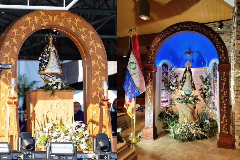 Paraguayos en EE.UU. muestran réplica del retablo de la Virgen de Caacupé