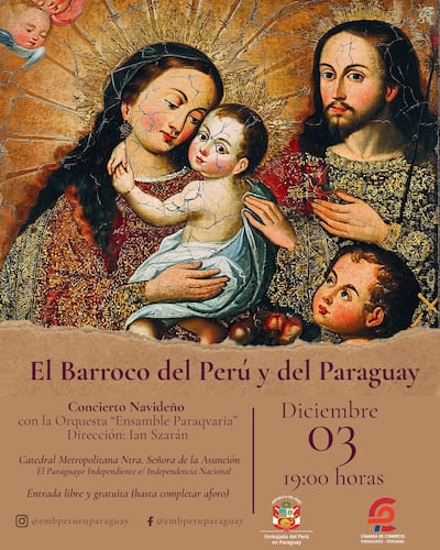 El 3 de diciembre será el Concierto Navideño de música barroca del Perú y Paraguay en la Catedral.