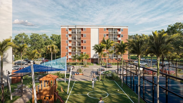 La propuesta contempla departamentos funcionales, amenities y espacios comunes diseñados para acompañar la vida cotidiana.
