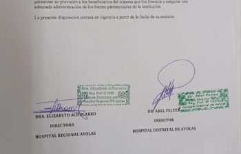 Comunicado oficial con firmas de la Dra. Elizabeth Achucarro y Dr. Abel Feltes.