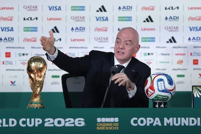 El presidente de la FIFA, Gianni Infantino, habla durante una rueda de prensa este miércoles, en Ciudad de México (México).