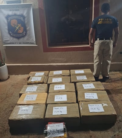 Los paquetes de marihuana fueron trasladados a la base del Departamento Antinarcóticos, en Presidente Franco.