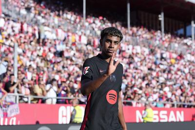 El delantero del Barcelona Lamine Yamal este domingo, durante el partido de la 5a jornada de LaLiga EA Sports, entre el Girona FC y el FC Barcelona, en el estadio Montilivi de Girona.