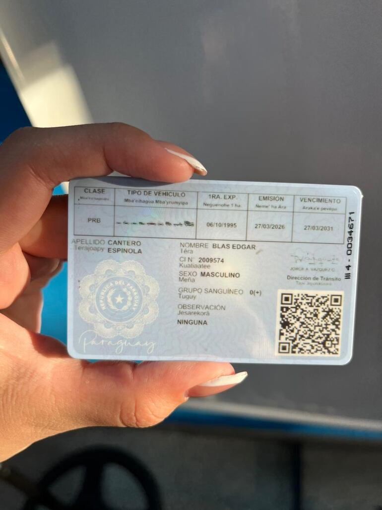 Así se ve la licencia con código QR.