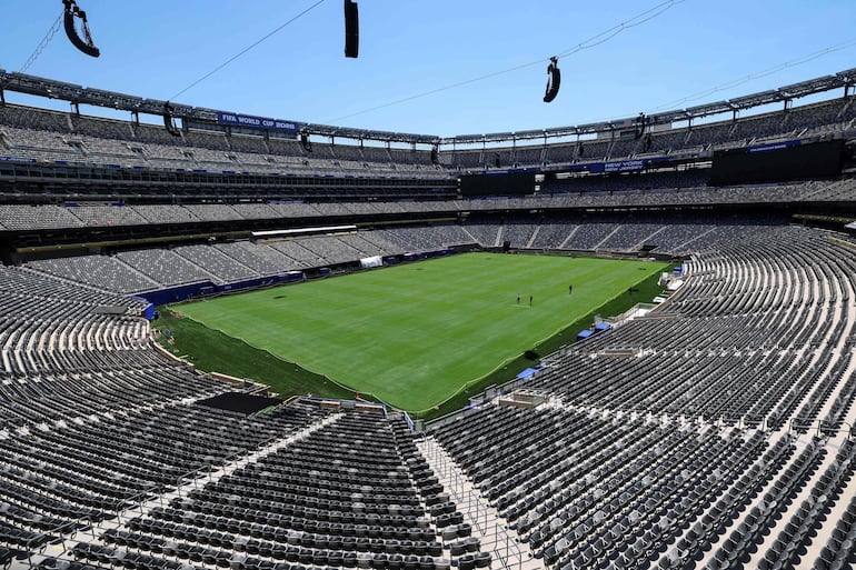 Una vista general muestra el Estadio de Nueva York Nueva Jersey (renombrado temporalmente de Estadio MetLife) antes de la Copa Mundial de la FIFA 2026 en East Rutherford, Nueva Jersey.