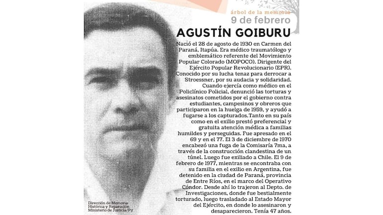 Investigaciones apuntan específicamente al caso del recordado Dr. Agustín Goiburú.