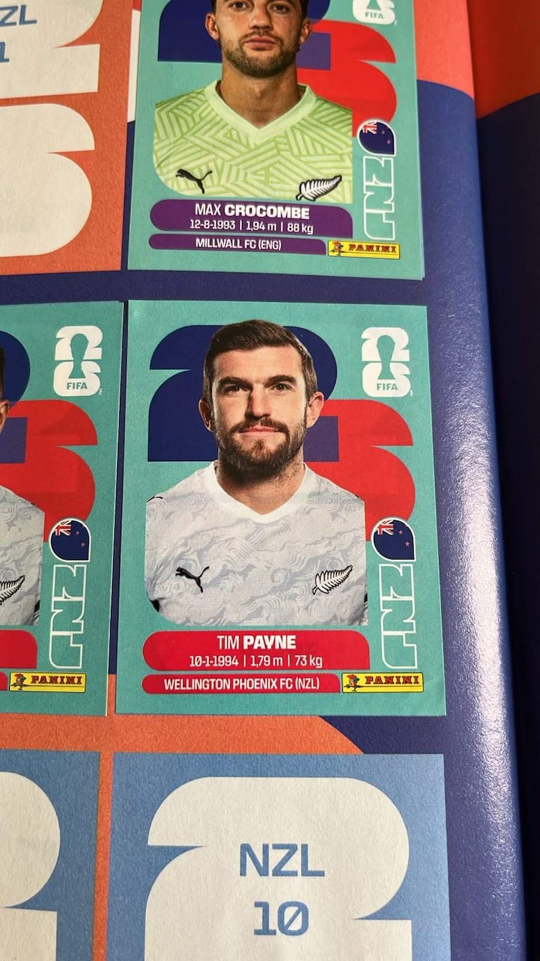 Figurita del futbolista neozelandés Tim Payne, entre los más buscados luego de hacerse viral de manera sorprendente.