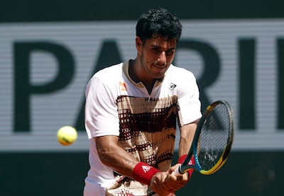 El tenista paraguayo Adolfo Daniel Vallejo en el partido frente a Moïse Kouamé por la segunda ronda del Roland Garros.