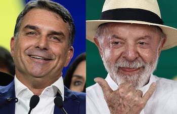 Combo de fotografías de archivo que muestra al senador Flávio Bolsonaro (i), y al presidente de Brasil, Luiz Inácio Lula da Silva.