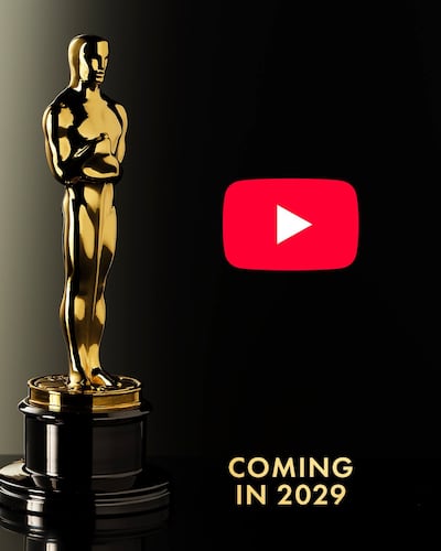 Los Óscar se retransmitirán gratis a todo el mundo por YouTube a partir de 2029