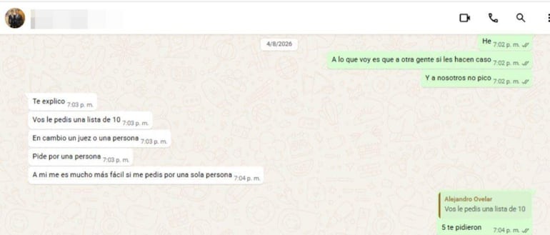 Otro de los chats filtrados, este habla de una supuesta lista de estudiantes para  cambiar las notas a su favor.