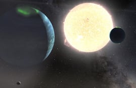 Representación artística del sistema planetario HD 114082.