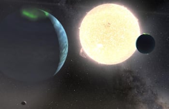 Representación artística del sistema planetario HD 114082.