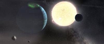 Representación artística del sistema planetario HD 114082.