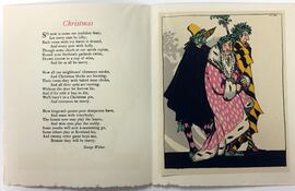 Claud Lovat Fraser: tarjeta de felicitación navideña con poema de George Wither, impresa en Londres por Lund, Humphries and Co., 1921.