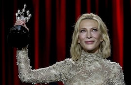 La actriz australiana Cate Blanchett tras recibir el Premio Donostia durante el Festival Internacional de Cine de San Sebastián.