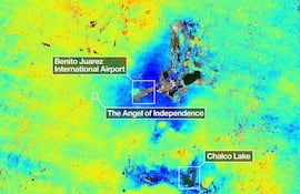 Subsidencia en la Ciudad de México, imagen proporcionada por la NASA.