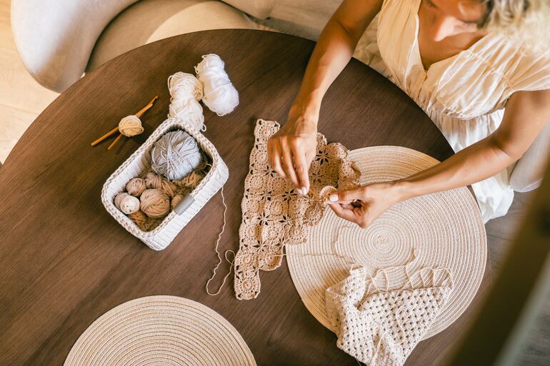 Concepto de tejido como hobby.