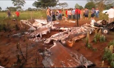 Accidente aéreo en Guayaibí, San Pedro, en el que Falleció el diputado Walter Harms junto a otras tres personas.