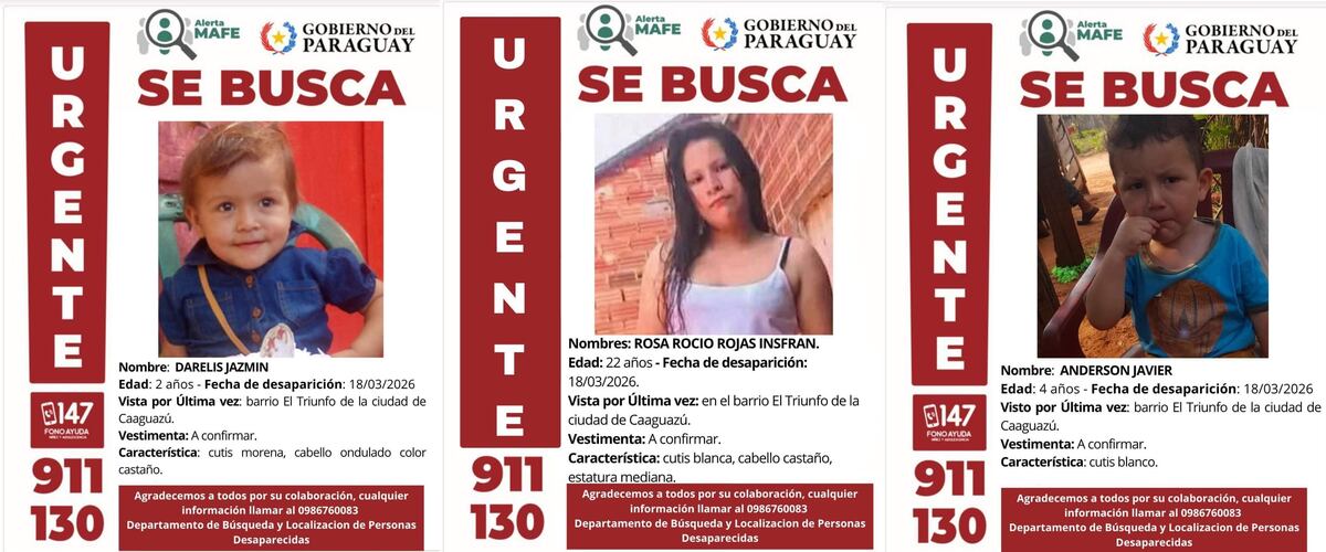 Alerta MAFE: Policía busca a madre e hijos desaparecidos desde marzo en Caaguazú