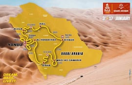 Mapa oficial del Dakar 2026 que fue presentado en noviembre por la Amaury Sport Organisation (ASO).