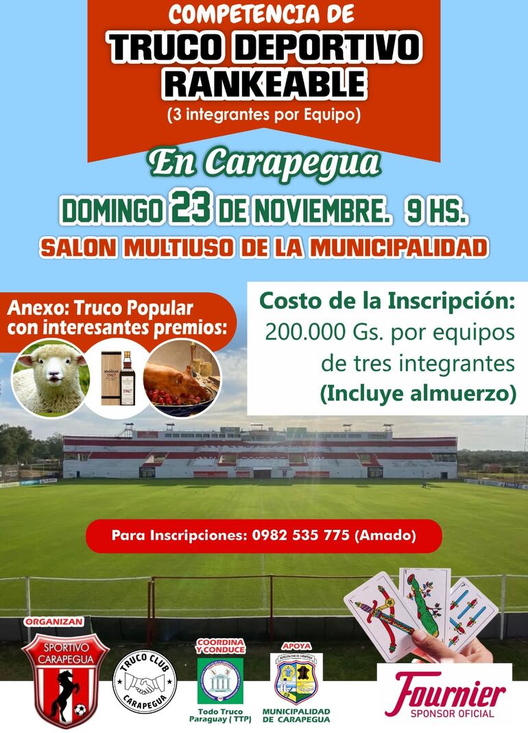 Este domingo, el torneo de truco deportivo se realiza en la ciudad de Carapeguá.