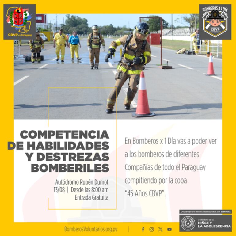 Los participantes podrán observar un concurso de habilidades y destrezas bomberiles.