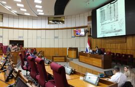 Reunión de la comisión "garrote" en la Cámara de Senadores, la misma es presidida por el senador expulsado del PLRA, Dionisio Amarilla.