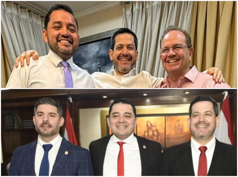 Arriba. Luis Bello, Raúl Latorre y Camilo Pérez. 
Abajo: Oscar Nenecho Rodríguez, Luis Bello y Raúl Latorre.