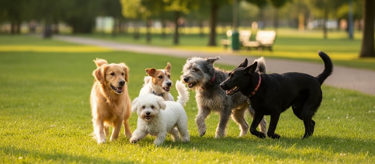 Perros  en el parque.