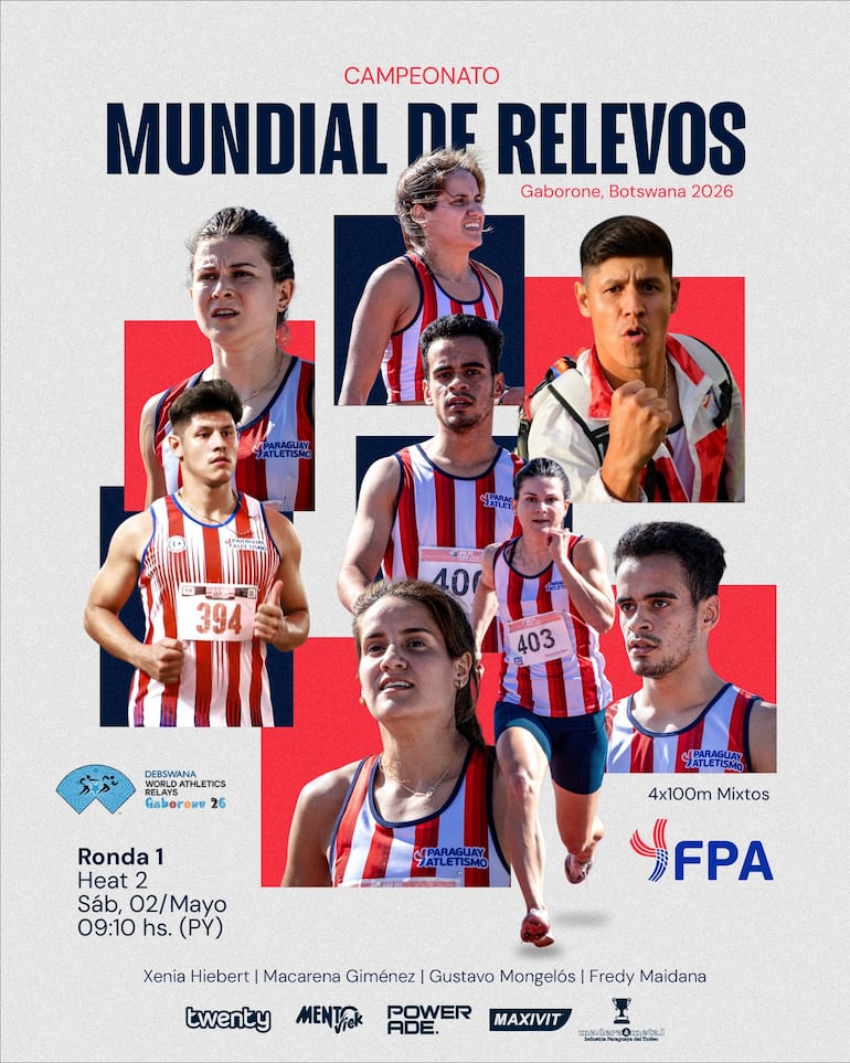Paraguay debuta este sábado en el Mundial de Relevos 2026 de atletismo en Botsuana
