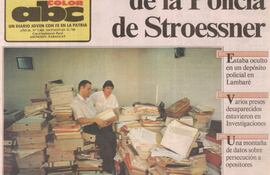 La tapa del diario ABC Color el 23 de diciembre del 1992; un día después del descubrimiento del Archivo del Terror.