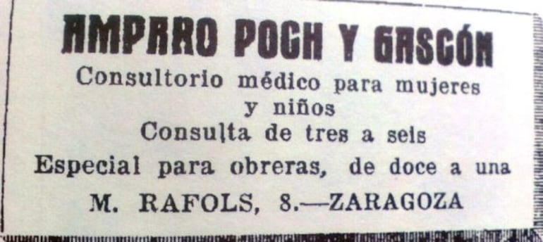 En Zaragoza, en la calle Madre Rafols nº 9, la doctora y anarquista Amparo Poch y Gascón abrió su primer consultorio