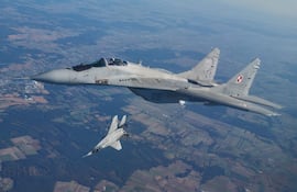 Aviones caza MiG 29 durante un ejercicio militar de la OTAN en Polonia, en marzo de 2023.