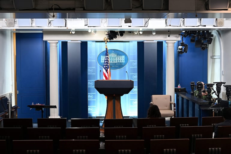 La sala de prensa de la Casa Blanca.
