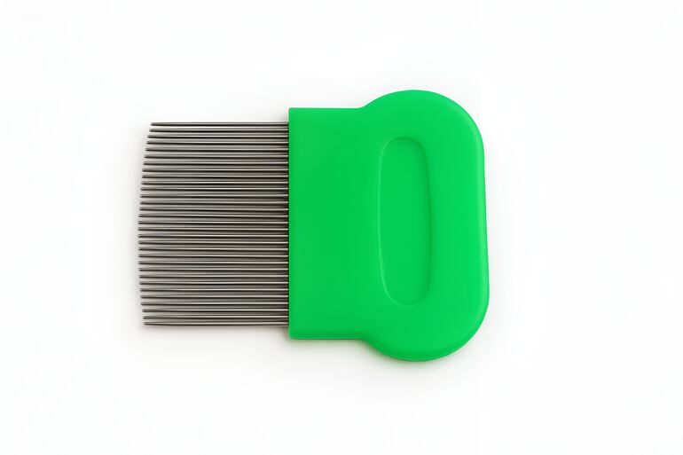 Para deshacerse de los piojos y sus larvas, además del tratamiento con un agente adecuado, también es crucial peinar el cabello con un peine fino adecuado.