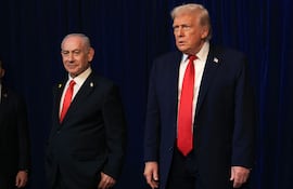El presidente de Estados Unidos, Donald Trump, ofrece una conferencia de prensa con el primer ministro israelí, Benjamin Netanyahu, en su club Mar-a-Lago el 29 de diciembre de 2025 en Palm Beach, Florida.